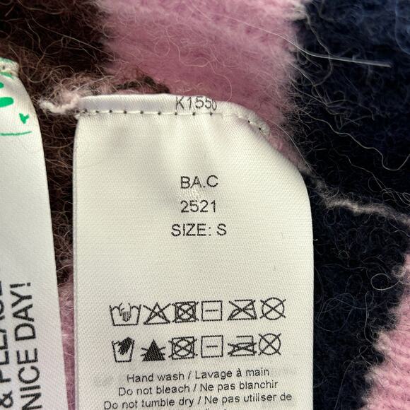 GANNI Striped Alpaca Merino Wool Sweater Lilac Yellow Puff Sleeve Knit Size S - Picture 7 of 10